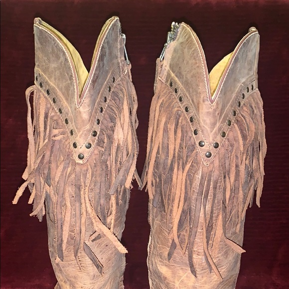 Size 7 Leather Tony Lama Cowgirl Boots w/ Fringe - Picture 5 of 7